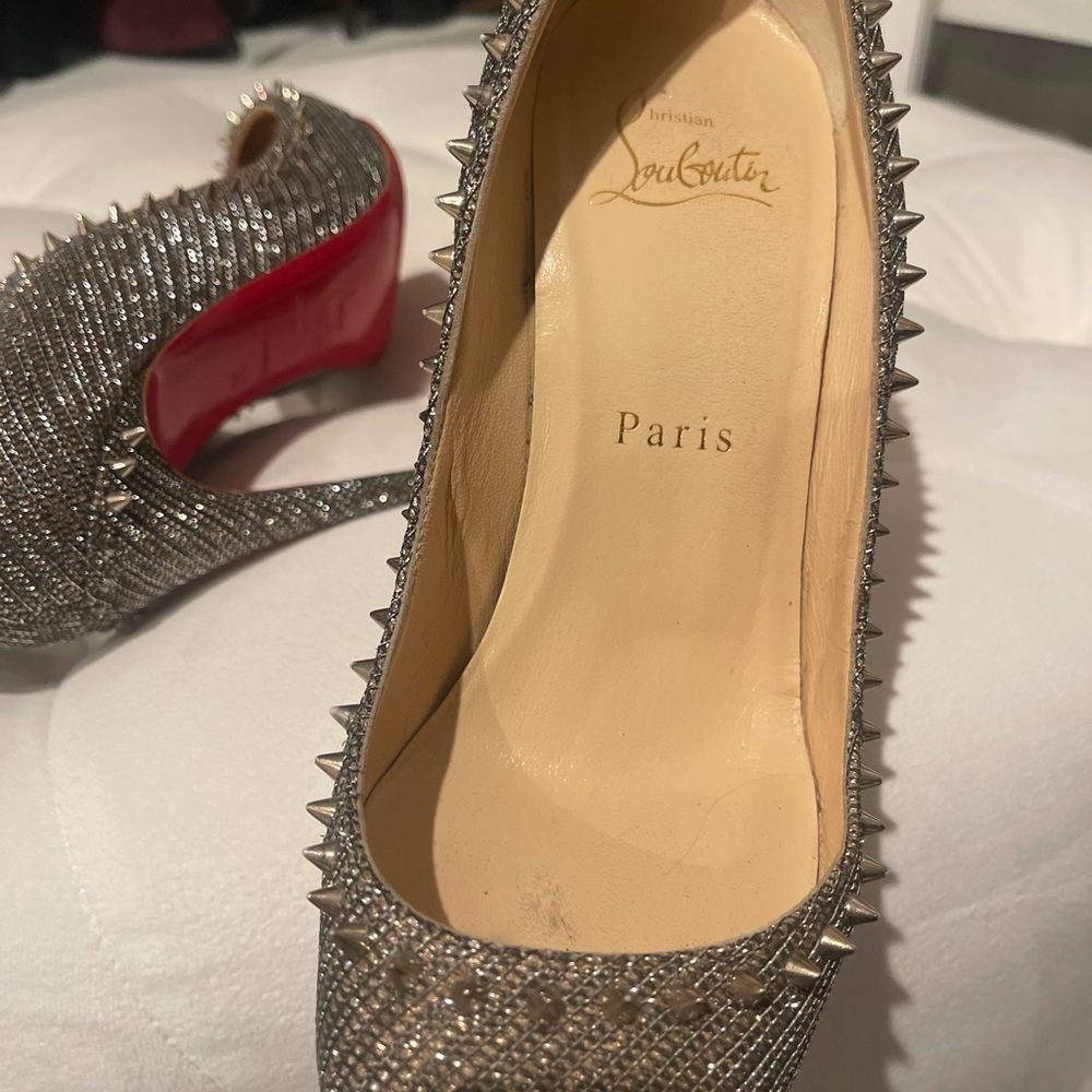 Christian Louboutin Silver Red Sole Heels